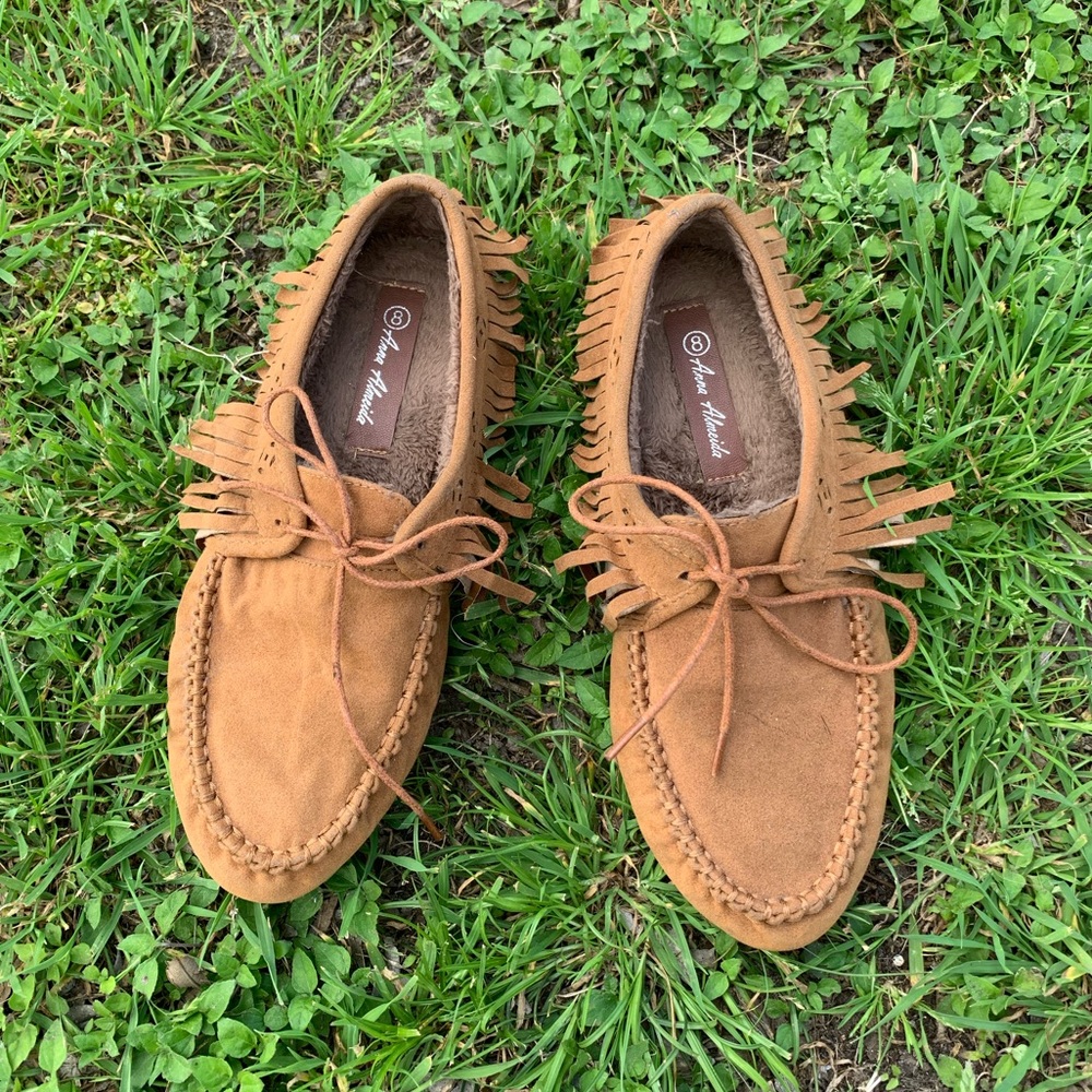 Anna Almeida Tie On Fuzzy Moccasins